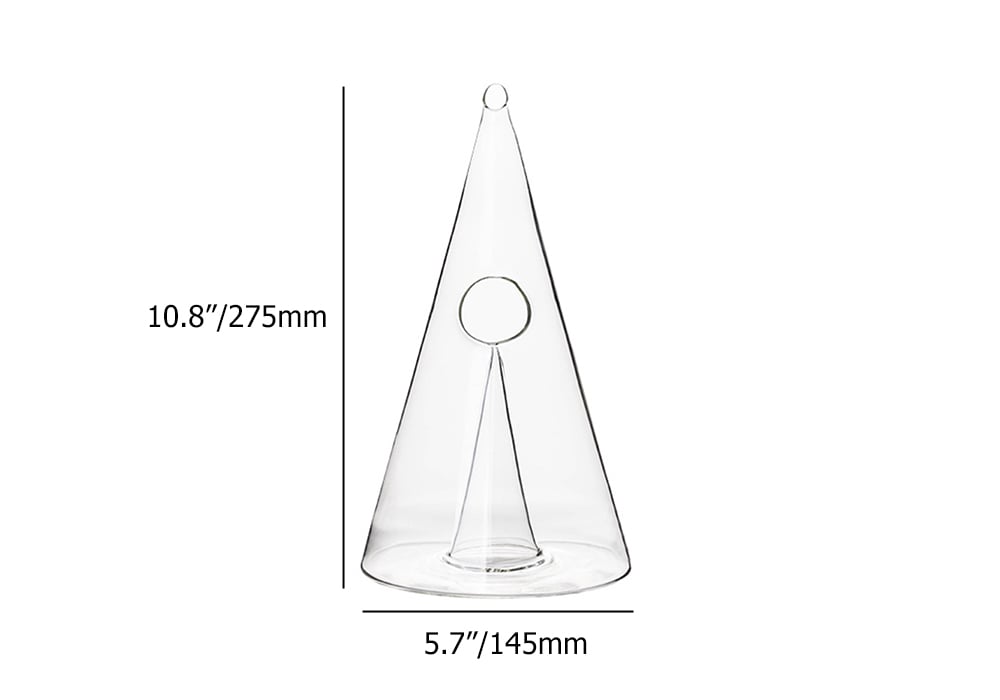 Carafe à vin rouge soufflée à la main en forme de pyramide unique avec base large Poids, dimensions, image