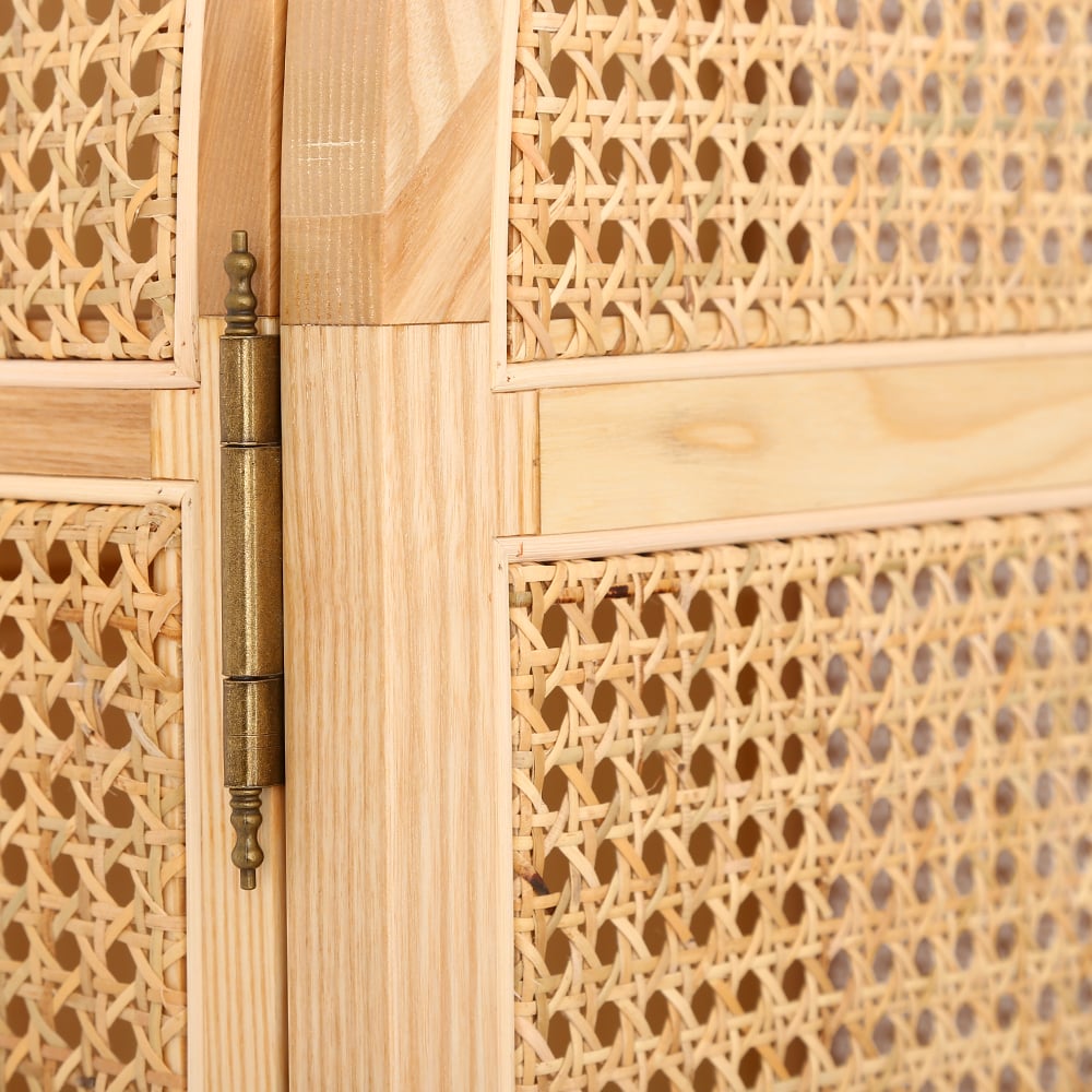 Armoire de chambre à coucher en rotin tissé naturel avec armoire à 2 portes et tiroirs cachés image de fenêtre