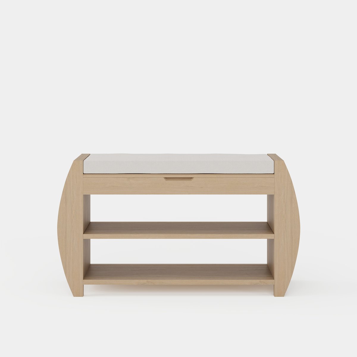 Banc d'entrée de rangement pour chaussures en placage de bois blanchi de 32 pouces avec porte-chaussures image de fenêtre
