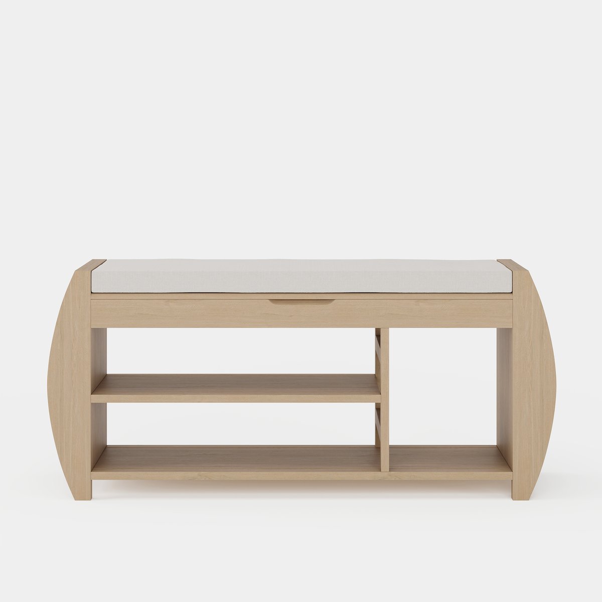 Banc d'entrée de rangement pour chaussures en placage de bois blanchi de 40'' avec étagère à chaussures image de fenêtre