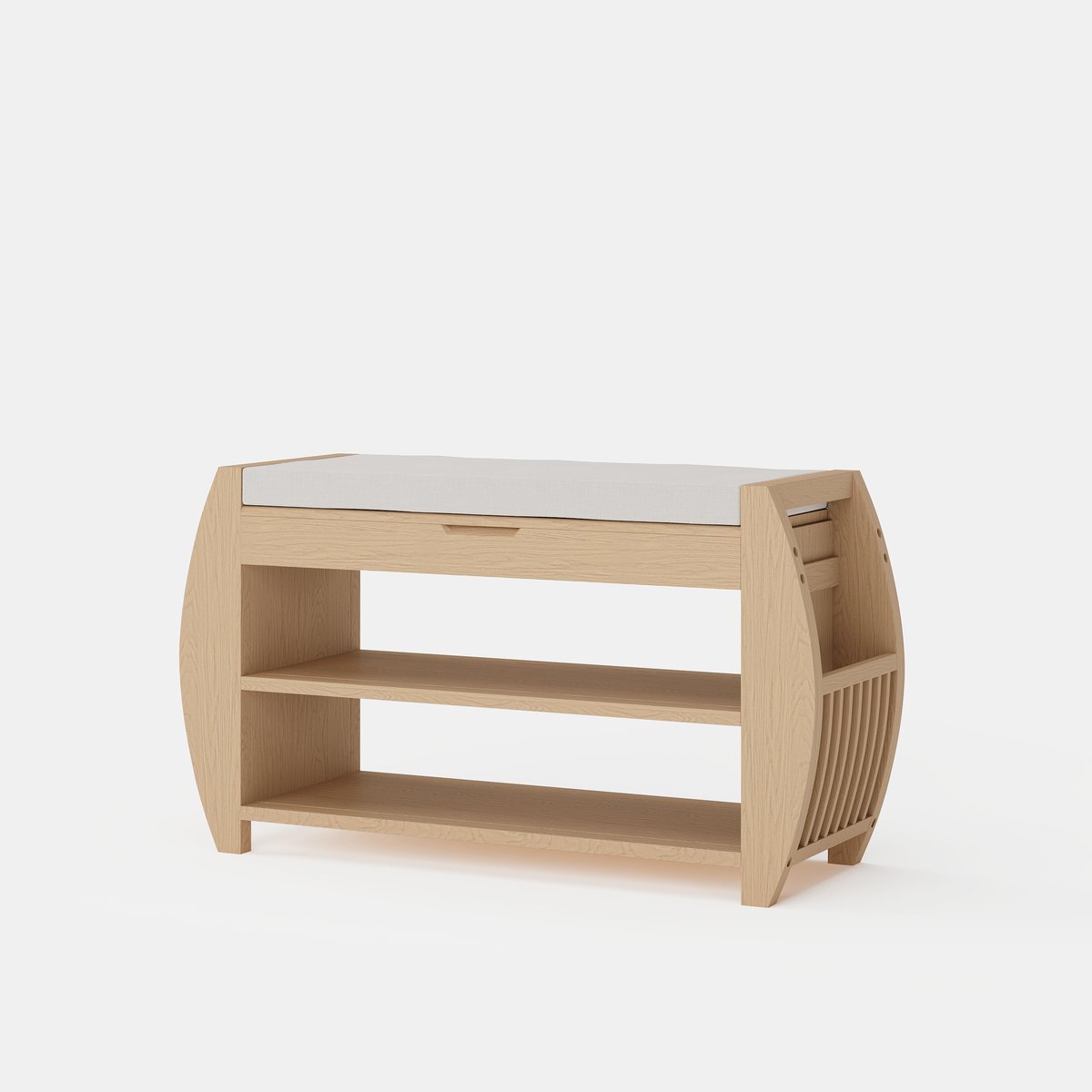 Banc d'entrée de rangement de chaussures en bois massif naturel de 32 pouces avec étagère à chaussures image de fenêtre
