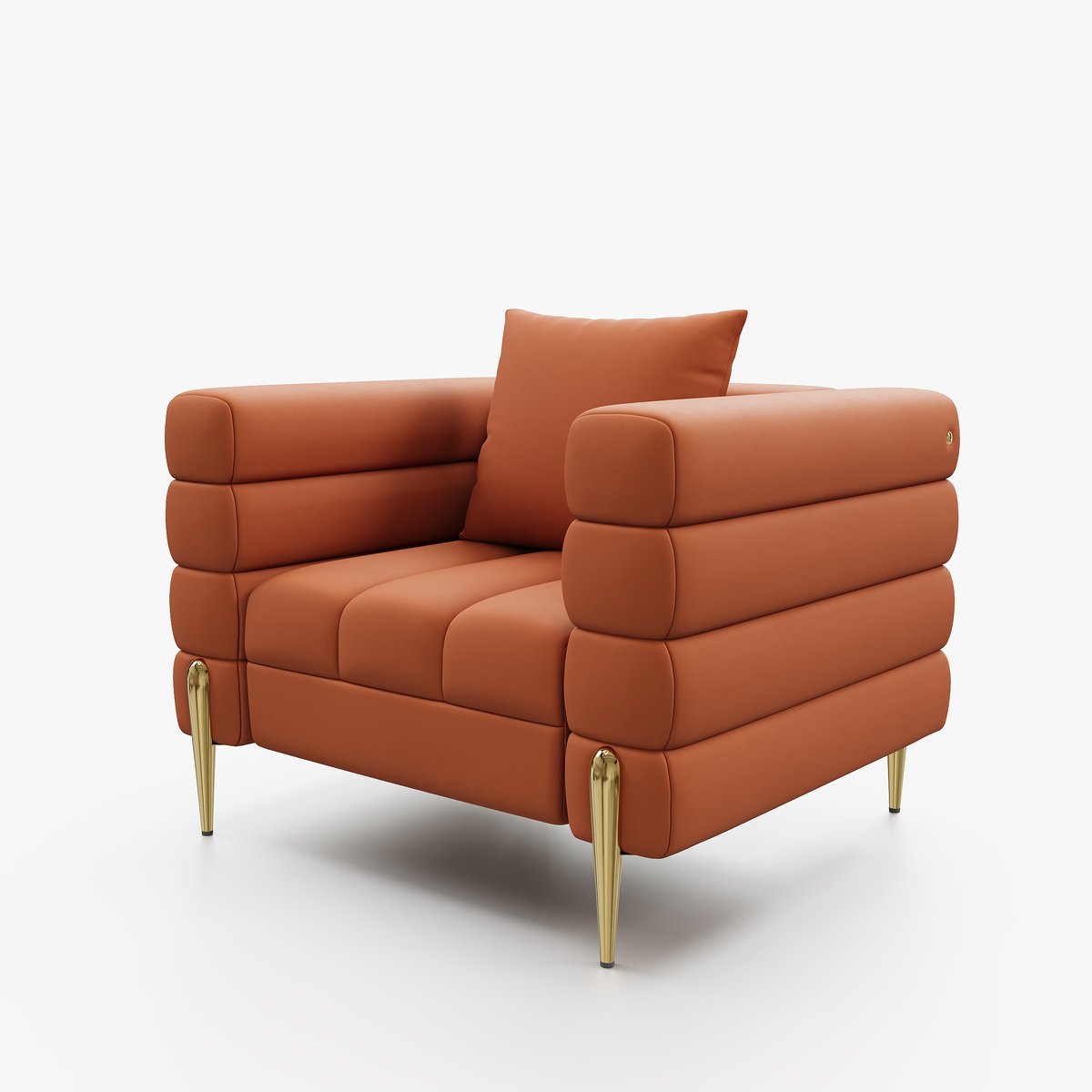 Fauteuil d'appoint Axial cuir performant avec pieds finition dorée image de fenêtre