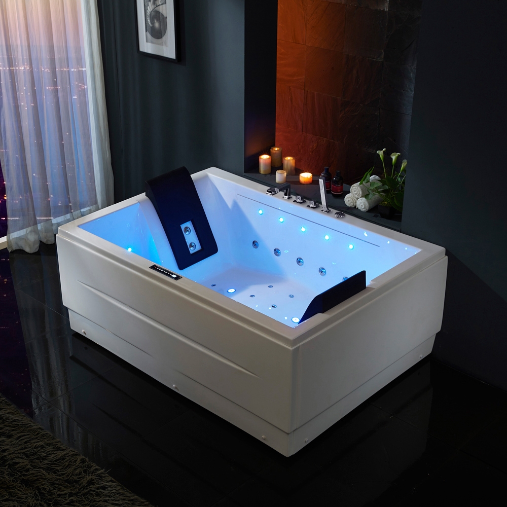 Baignoire balnéo 182 cm 2 places avec 38 jets de massage et contrôle de température image de fenêtre