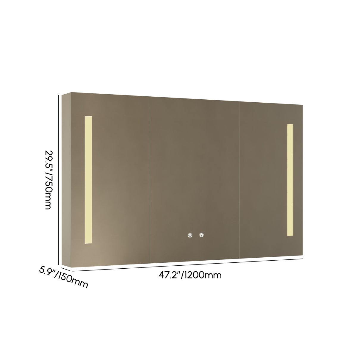 Armoire miroir salle de bain LED 120 cm avec éclairage et rangements intégrés Poids, dimensions, image