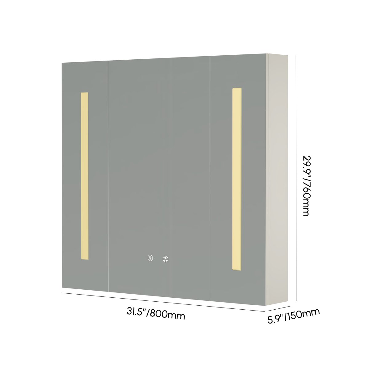 Armoire miroir salle de bain LED 80 cm avec prises, ports & éclairage antibuée Poids, dimensions, image